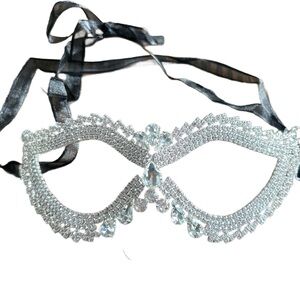 Elegant Silver Crystal Hair Mask